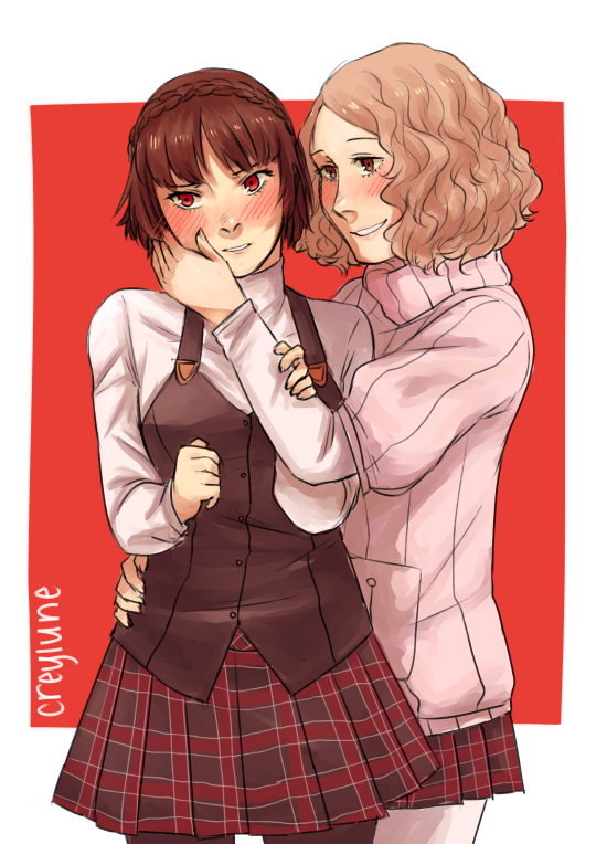 niijima makoto and okumura haru (persona and 1 more) drawn by jen_(creylune)