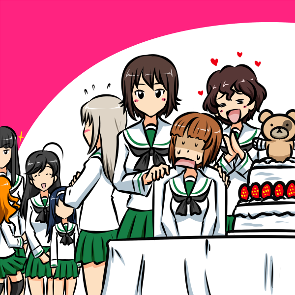 nishizumi miho, nishizumi maho, itsumi erika, takebe saori, reizei mako, and 4 more (girls und panzer) drawn by kogane_(staygold)
