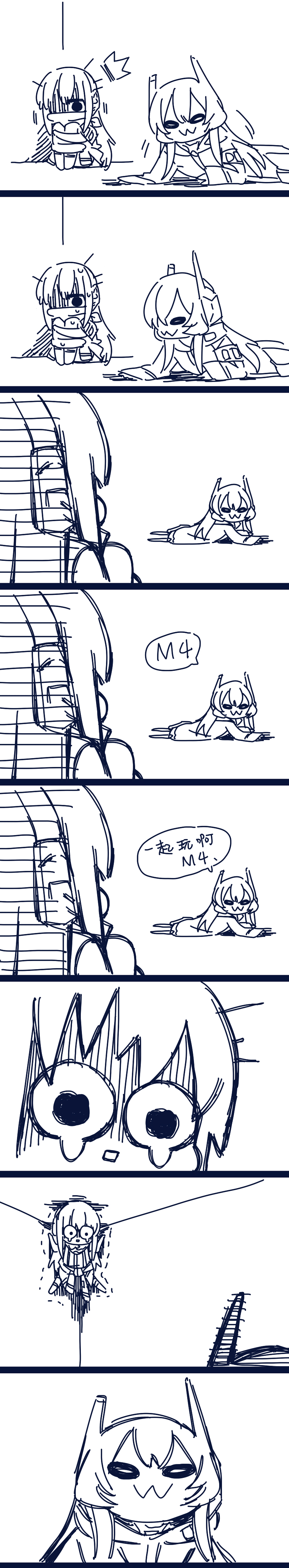 m4a1 and m4 sopmod ii jr (girls' frontline) drawn by su_xiao_jei