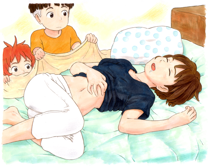 lisa, ponyo, and sousuke (gake no ue no ponyo) drawn by jas_(littlecrime)