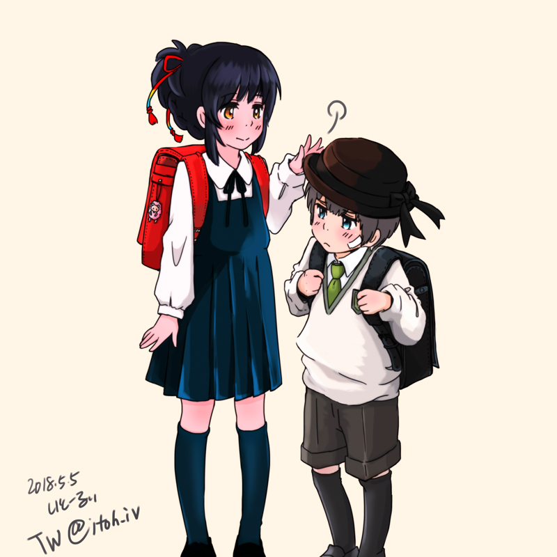 miyamizu mitsuha and tachibana taki (kimi no na wa.) drawn by itoh_(user_nxu9873)