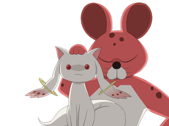 kyubey and shimacchau ojisan (mahou shoujo madoka magica and 1 more) drawn by koitsu_(blue)