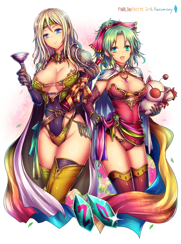 terra branford, moogle, and celes chere (final fantasy and 1 more) drawn by kara_(color)