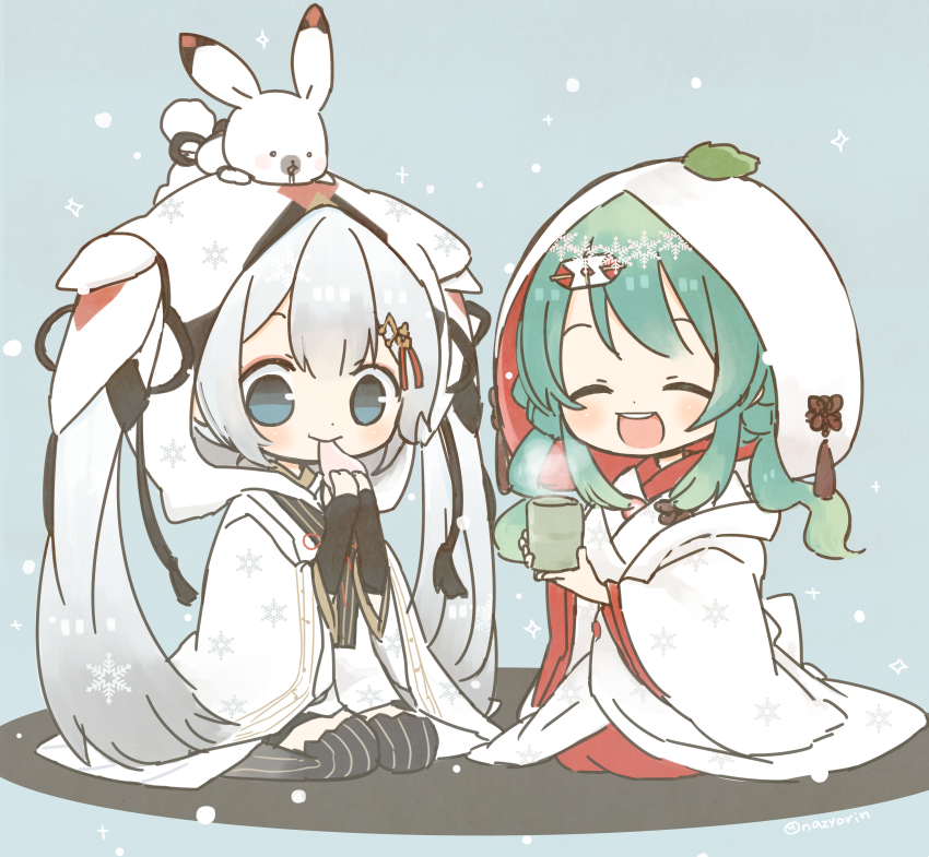 hatsune miku, yuki miku, and rabbit yukine (vocaloid) drawn by najo
