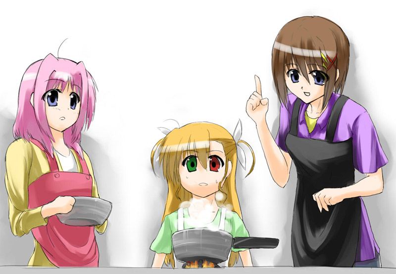 yagami hayate, vivio, and caro ru lushe (lyrical nanoha and 1 more) drawn by masami_t