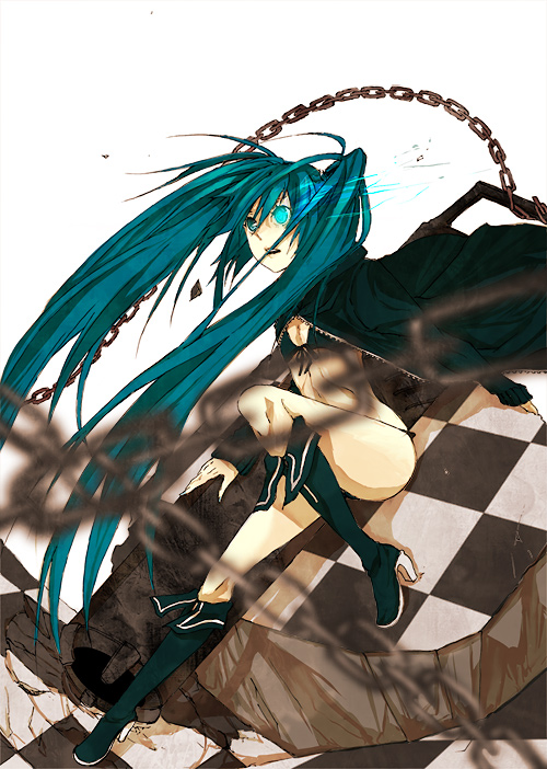 hatsune miku and black rock shooter (vocaloid and 1 more) drawn by arizumi
