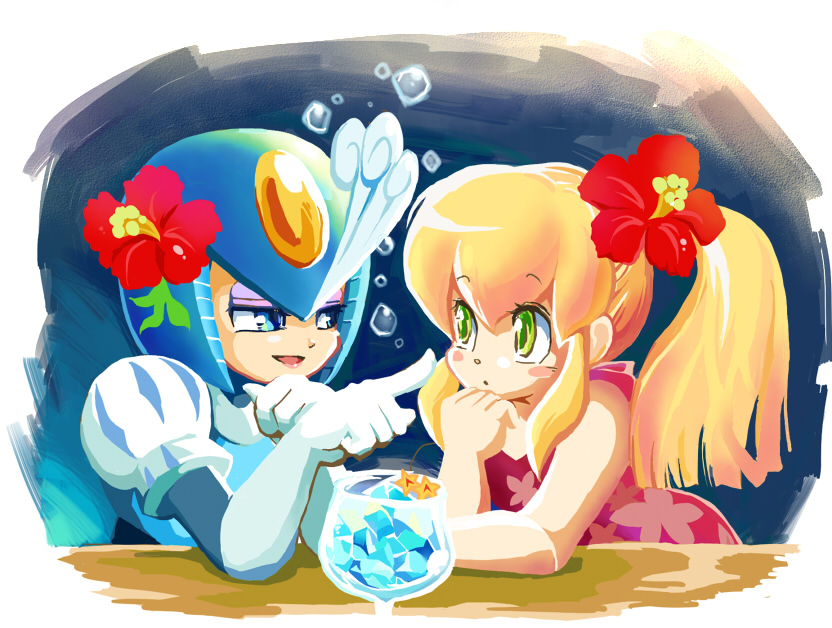 roll and splash woman (mega man and 1 more) drawn by coramune