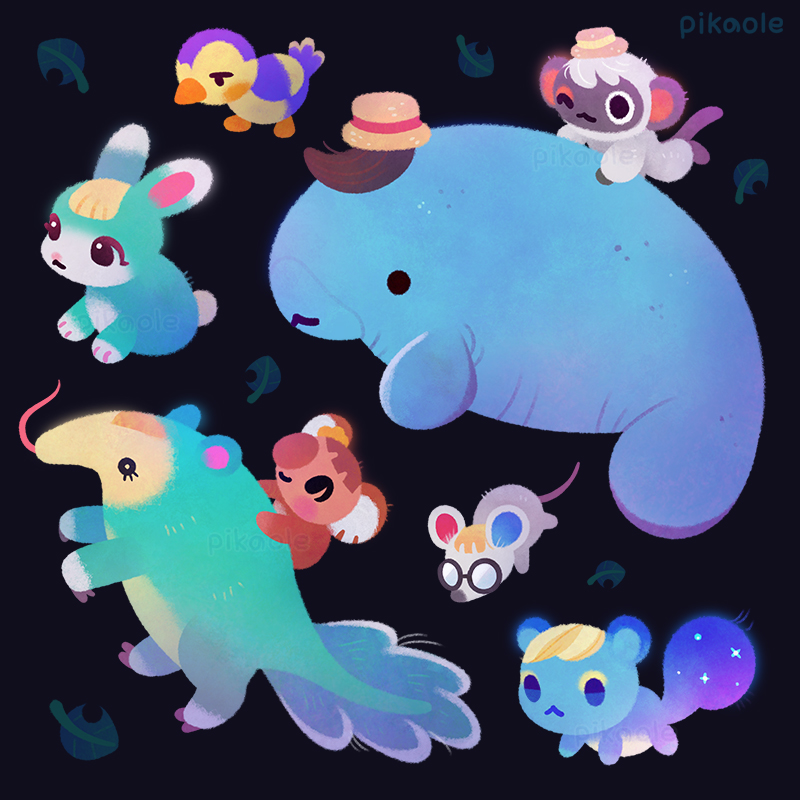 sasha, ione, petri, niko, wardell, and 3 more (animal crossing) drawn by pikaole