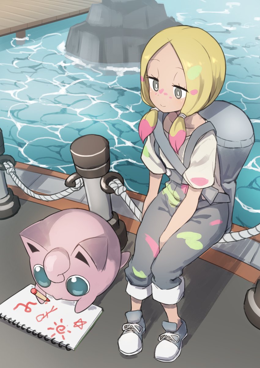 jigglypuff and mina (pokemon and 1 more) drawn by gazacy_(dai)