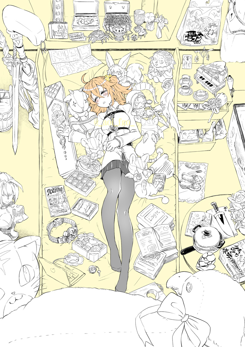 fujimaru ritsuka, nero claudius, cu chulainn, fou, gilles de rais, and 3 more (fate and 1 more) drawn by shino-o