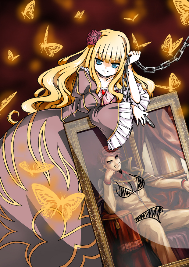beatrice and ushiromiya battler (umineko no naku koro ni) drawn by silveroid