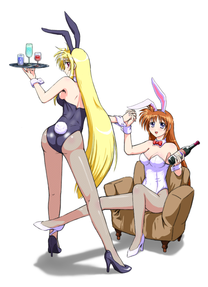 fate testarossa and takamachi nanoha (lyrical nanoha and 1 more) drawn by takami_(manda)