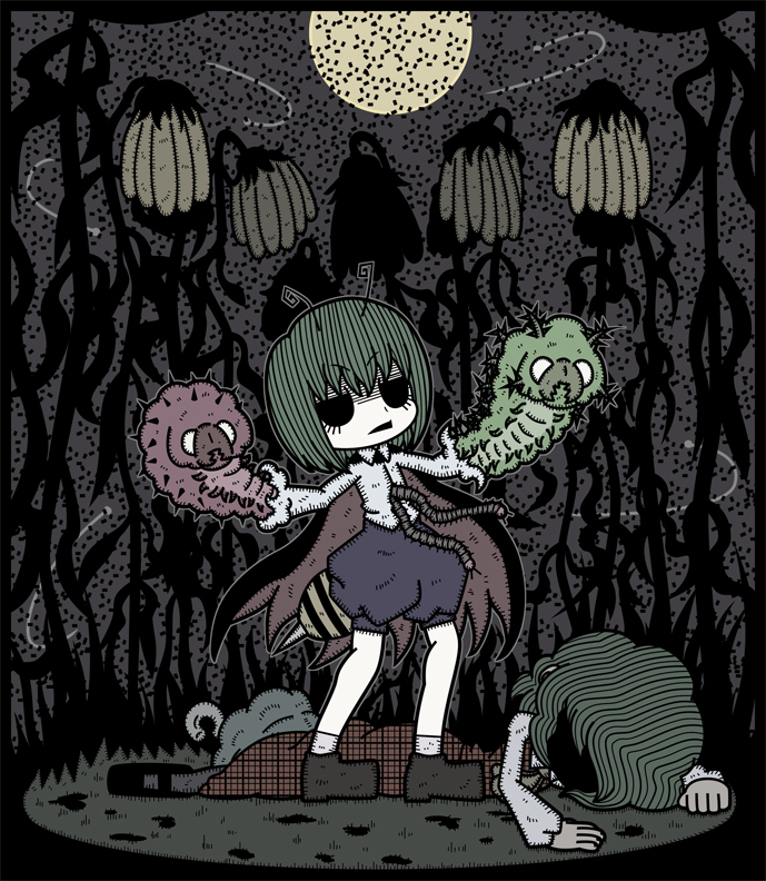 kazami yuuka and wriggle nightbug (touhou) drawn by genkidaun