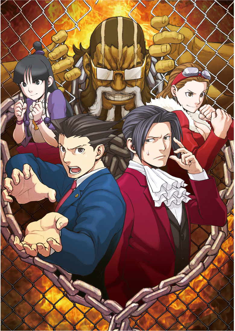phoenix wright, miles edgeworth, maya fey, desiree delite, and don kougyouin (ace attorney and 1 more) drawn by iwamoto_tatsurou