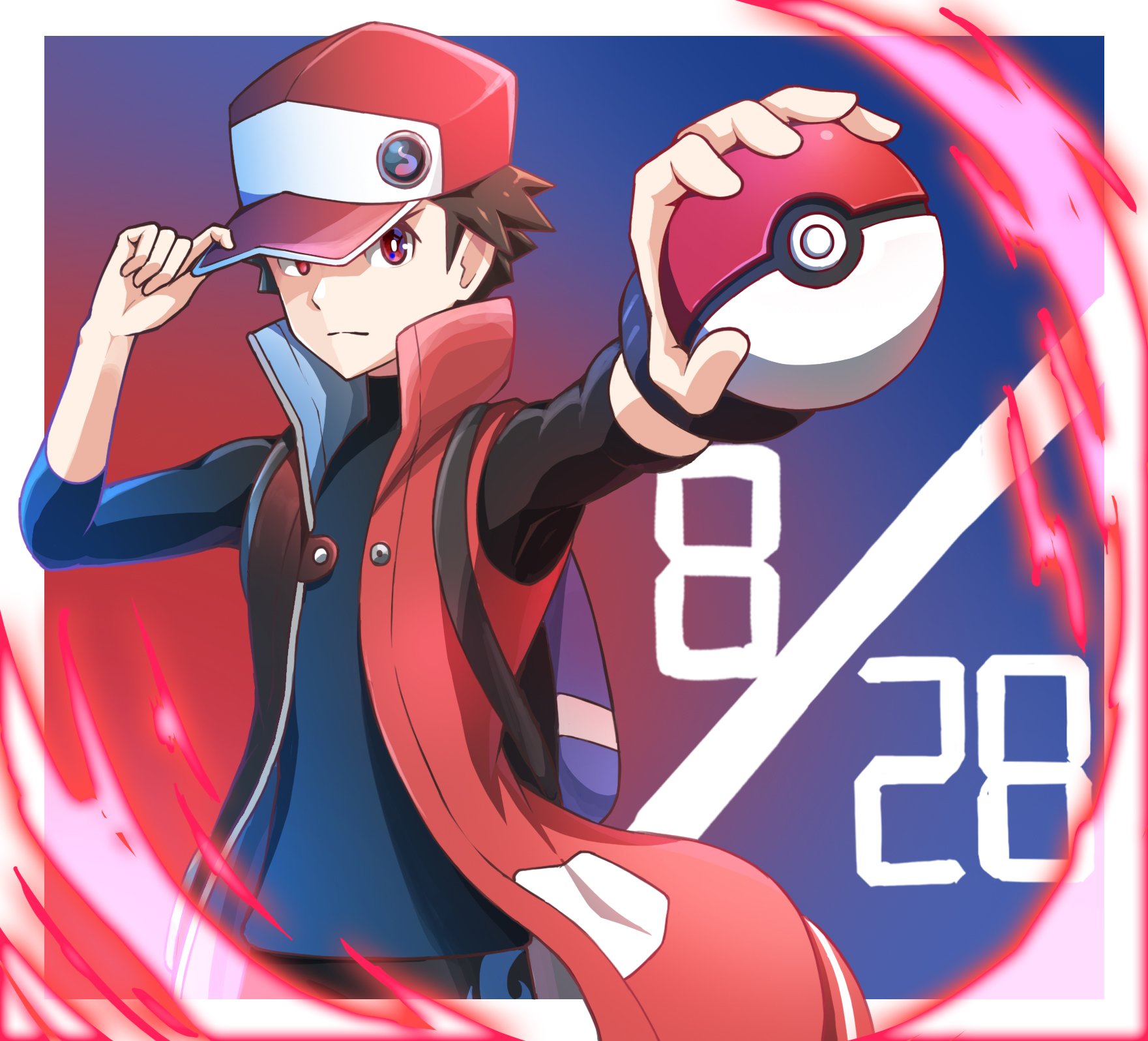 red and red (pokemon and 1 more) drawn by hyoe_(hachiechi)
