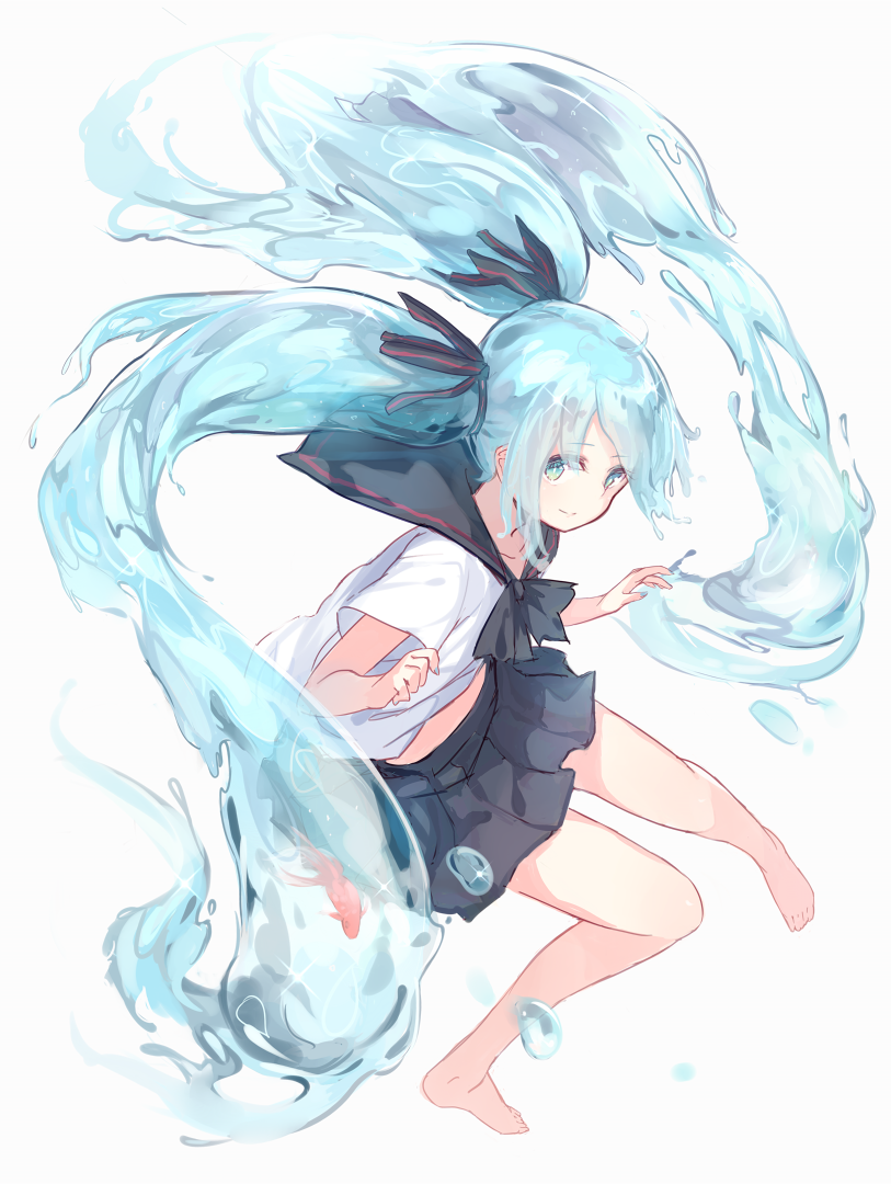 hatsune miku and bottle miku (vocaloid) drawn by kojiki-life