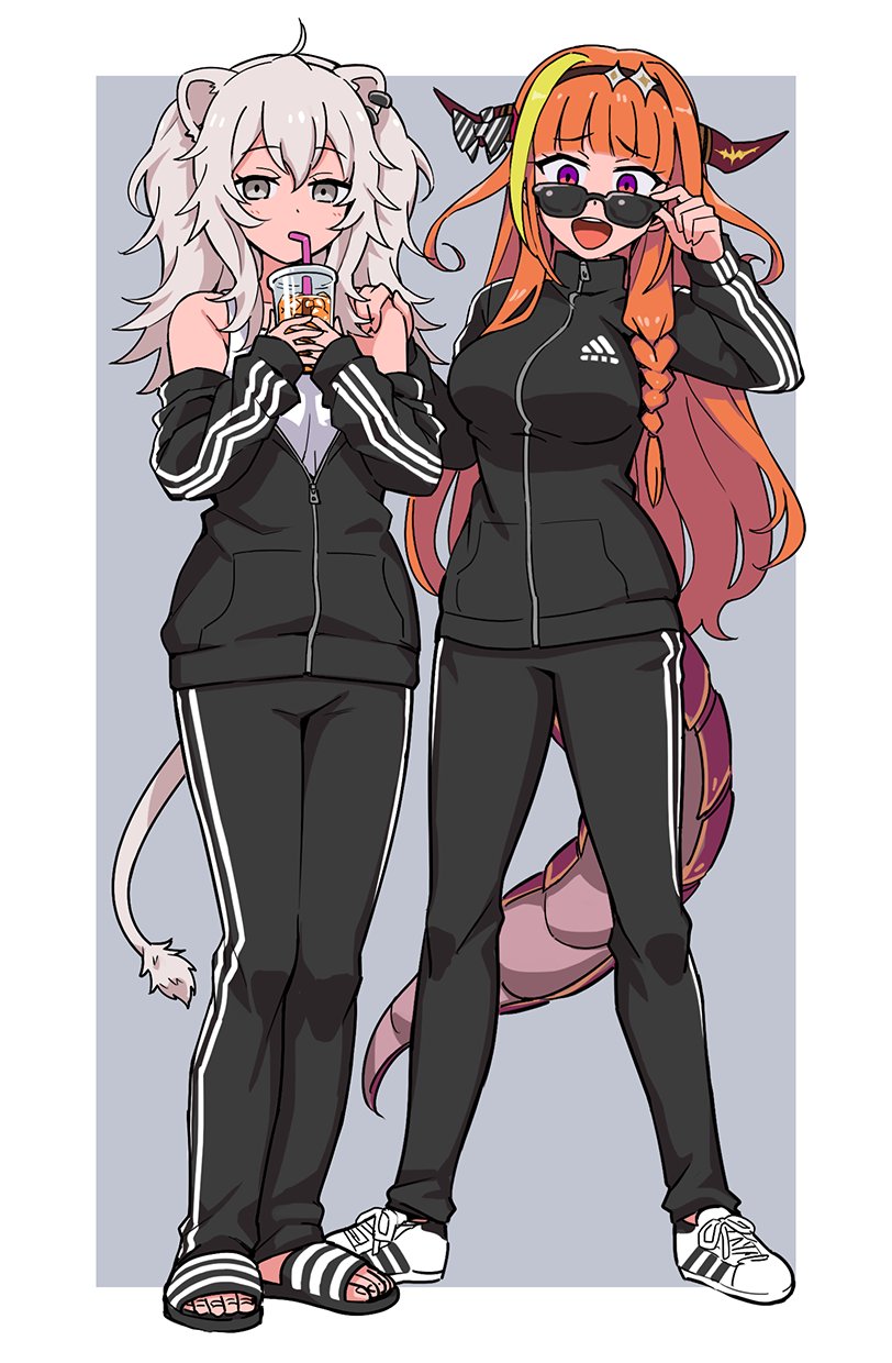 shishiro botan and kiryu coco (hololive) drawn by yoban