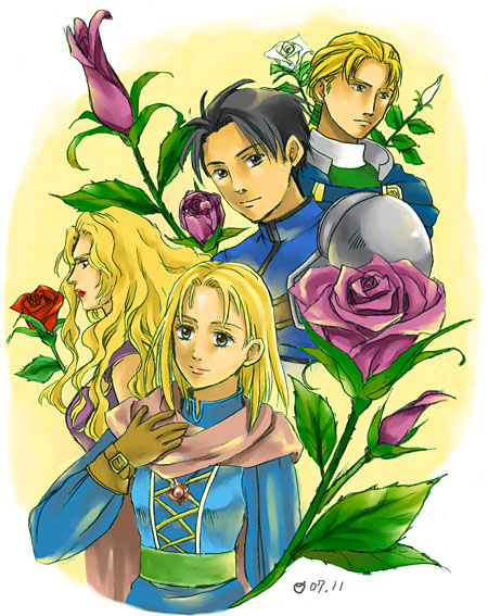 alphonse loeher, cybil alinda, rictor lasanti, and eleanor olato (tactics ogre and 1 more) drawn by arao_(rosa)