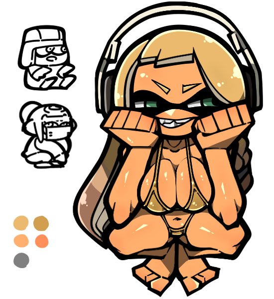inkling player character, inkling girl, octoling player character, and octoling girl (splatoon) drawn by name_omoitukan2