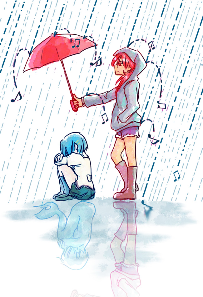miki sayaka and sakura kyoko (mahou shoujo madoka magica) drawn by mukiki