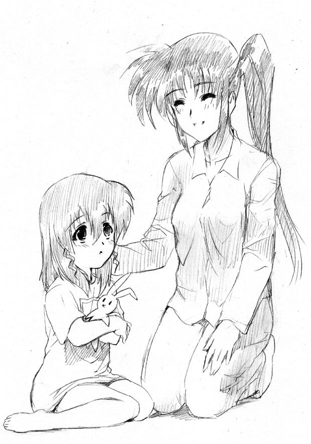 takamachi nanoha and vivio (lyrical nanoha and 1 more) drawn by henshako