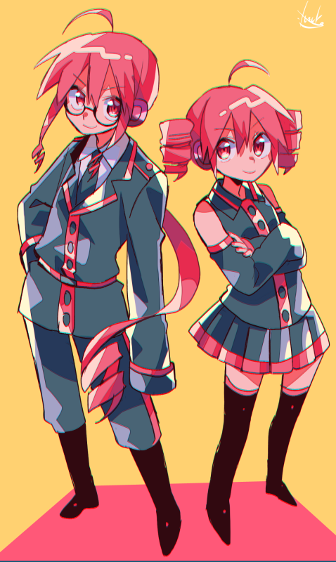 kasane teto and kasane ted (utau) drawn by yuusuke-kun