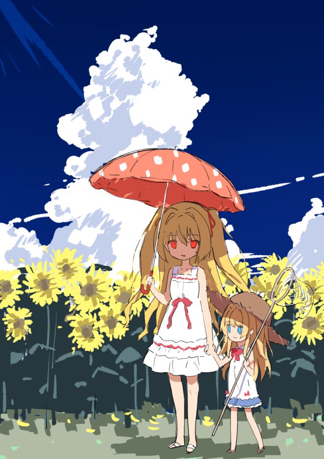 nikaidou shinku and nikaidou sora (irotoridori no sekai) drawn by takakura