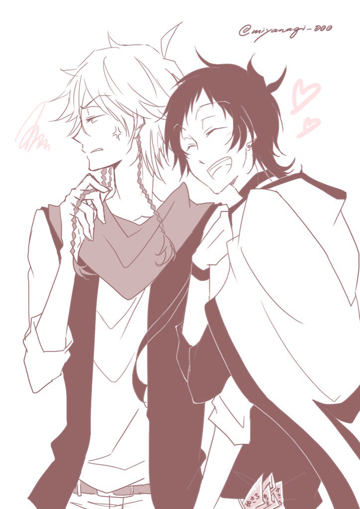 alicein mikuni and kamiya tsurugi (servamp) drawn by miyanagi_000