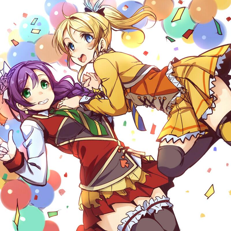 tojo nozomi and ayase eli (love live! and 2 more) drawn by ajishio