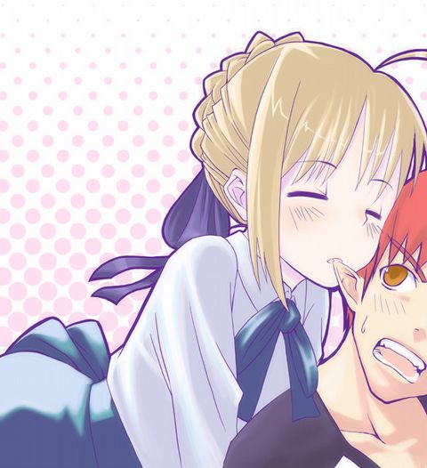 artoria pendragon, saber, and emiya shirou (fate and 1 more) drawn by kamizakura