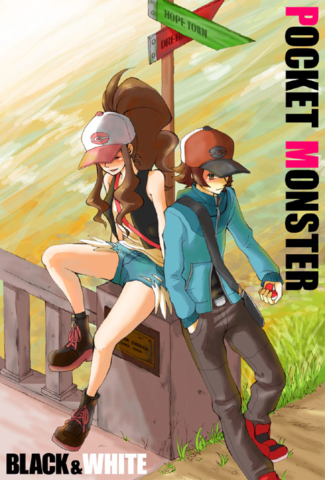 hilda and hilbert (pokemon and 1 more) drawn by mry2110gnm