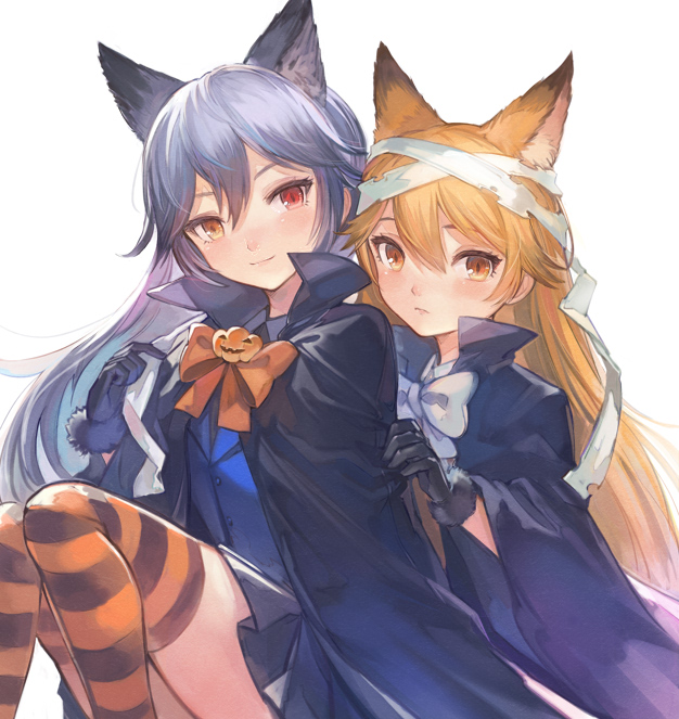 silver fox and ezo red fox (kemono friends) drawn by pepeto_(cocoyuzumugi)