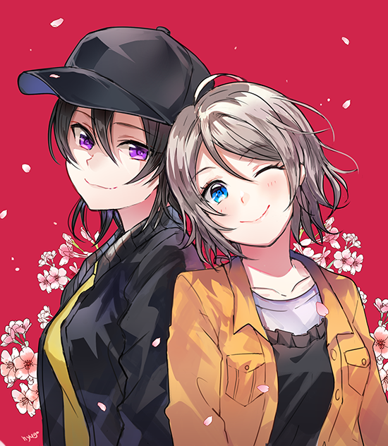 watanabe you and watanabe tsuki (love live! and 2 more) drawn by hyugo
