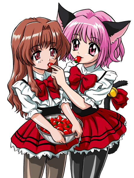 momomiya ichigo and morino ichigo (tokyo mew mew and 3 more) drawn by bandabekken