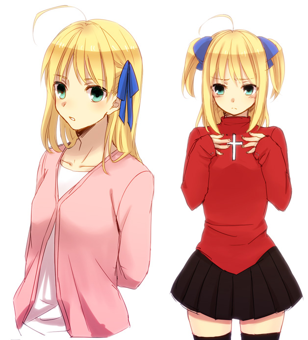artoria pendragon, saber, tohsaka rin, and matou sakura (fate and 1 more) drawn by afjc