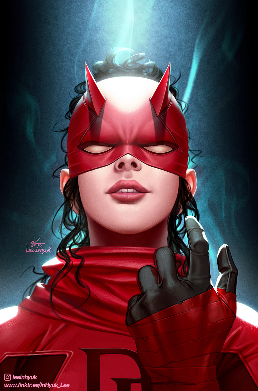 daredevil and elektra natchios (marvel and 1 more) drawn by in-hyuk_lee