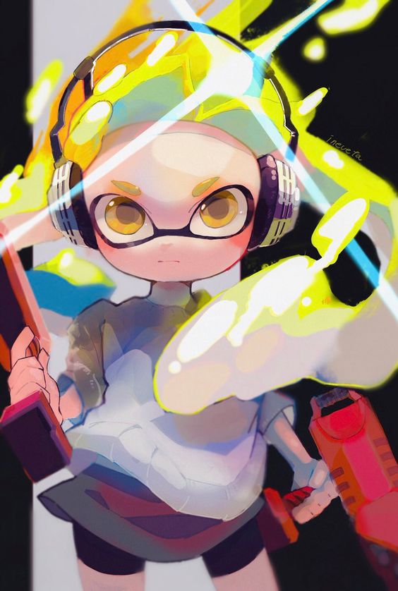 inkling player character and inkling girl (splatoon) drawn by ineueta