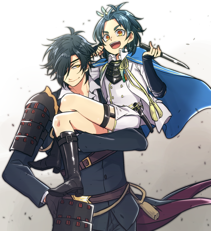 shokudaikiri mitsutada and taikogane sadamune (touken ranbu) drawn by samosuke