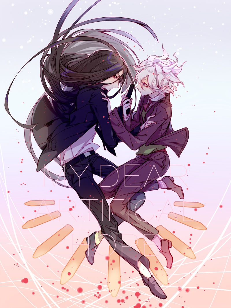 komaeda nagito and kamukura izuru (danganronpa and 2 more) drawn by riio
