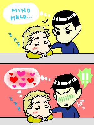 spock and james tiberius kirk (star trek) drawn by mayday