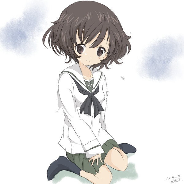akiyama yukari (girls und panzer) drawn by core_(mayomayo)