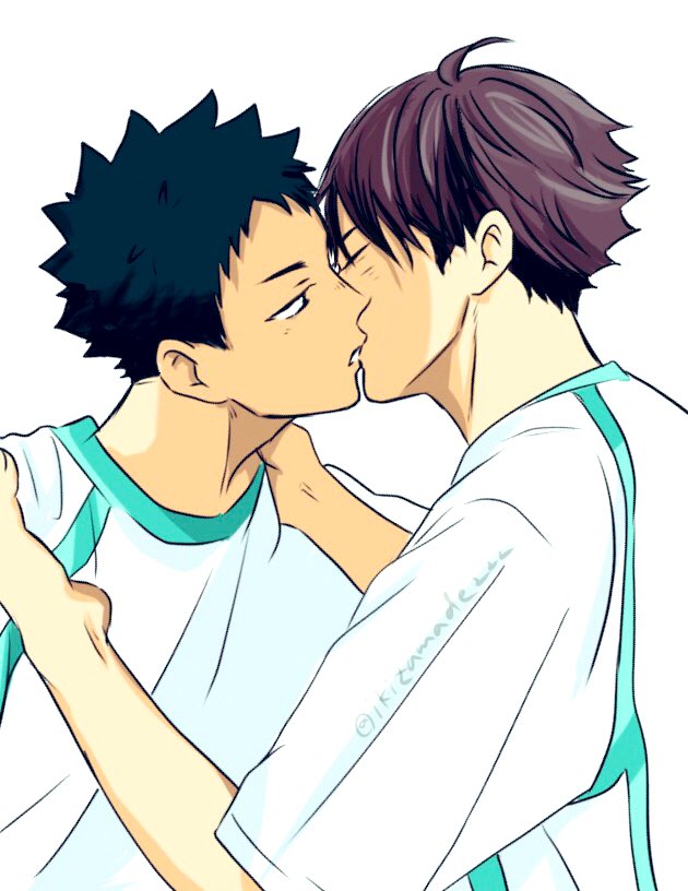 oikawa tooru and iwaizumi hajime (haikyuu!!) drawn by ikizamade222