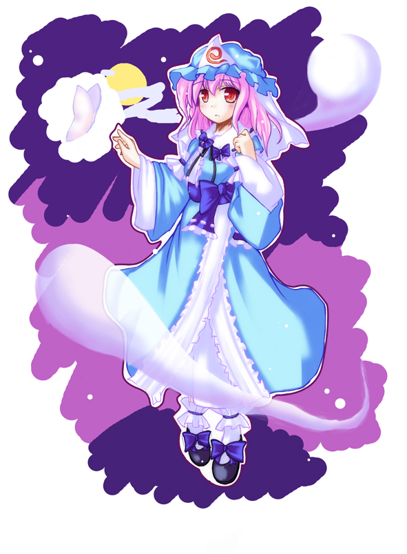saigyouji yuyuko (touhou) drawn by moru_pomu_po