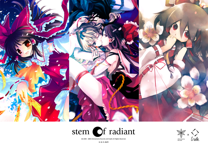 hakurei reimu and yakumo yukari (touhou and 1 more) drawn by cradle_(circle), kei_(keigarou), misaki_kurehito, and sakurazawa_izumi