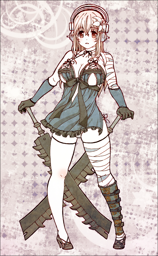 super sonico and kaine (nitroplus and 1 more) drawn by warai