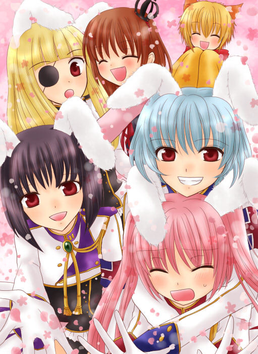 ushiromiya maria, sakutarou, chiester410, chiester45, chiester00, and 1 more (umineko no naku koro ni) drawn by maekawa_suu