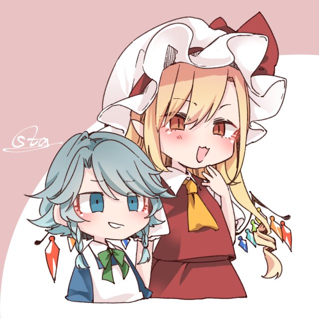 flandre scarlet and izayoi sakuya (touhou) drawn by souta_(karasu_no_ouchi)