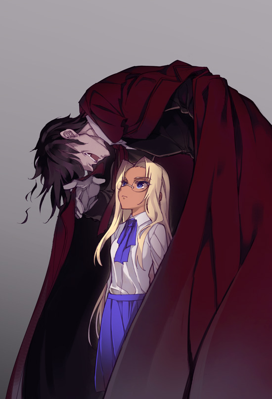 alucard and integra hellsing (hellsing) drawn by kayama_(fukayama)