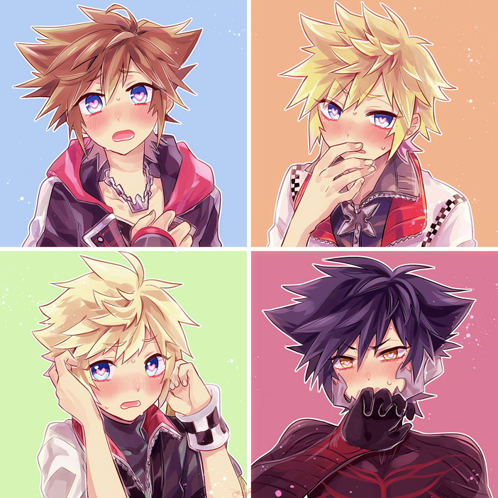 sora, roxas, ventus, and vanitas (kingdom hearts and 1 more) drawn by anoko_(darenokoanoko)