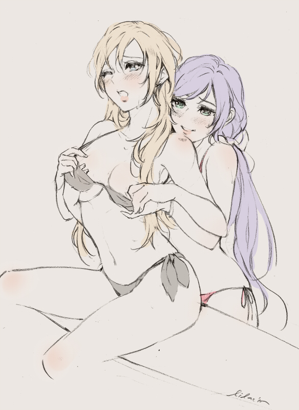 tojo nozomi and ayase eli (love live! and 1 more) drawn by lilaccu